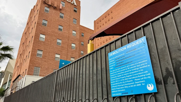 YMCA Looks to Demolish Downtown Phoenix Facility YMCA Phoenix Demolition Sign